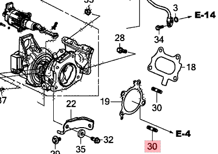 Honda Genuine Exhaust Stud for 2016+ Honda Civic/Accord/Integra