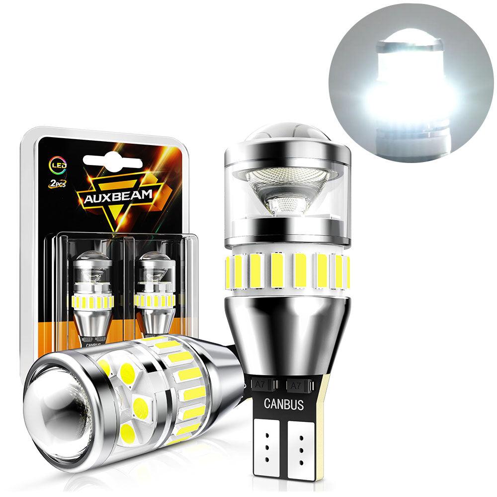 Auxbeam 912 / 921 T15 W16W LED Backup, Brake & Tail Light Bulbs – B1 Series, 10W, 4000LM, 6500K White (2 Pack)
