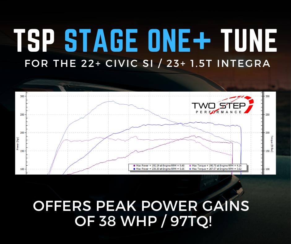 TSP Stage One+ Tune for the 22+ Civic SI / 23+ 1.5T Integra offers peak power gains of 38 WHP / 97TQ!
