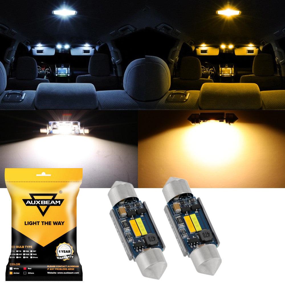 Auxbeam Dual Color Switchback Festoon LED Bulbs – 31mm /41mm / 42mm, 1860CSP, 6500K Cool White & 5000K Natural White, CANBUS, Interior/Dome/Map/License Plate (2 Pack)