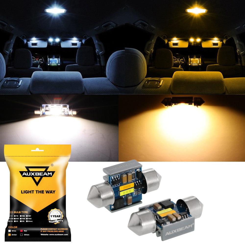 Auxbeam Dual Color Switchback Festoon LED Bulbs – 31mm /41mm / 42mm, 1860CSP, 6500K Cool White & 5000K Natural White, CANBUS, Interior/Dome/Map/License Plate (2 Pack)