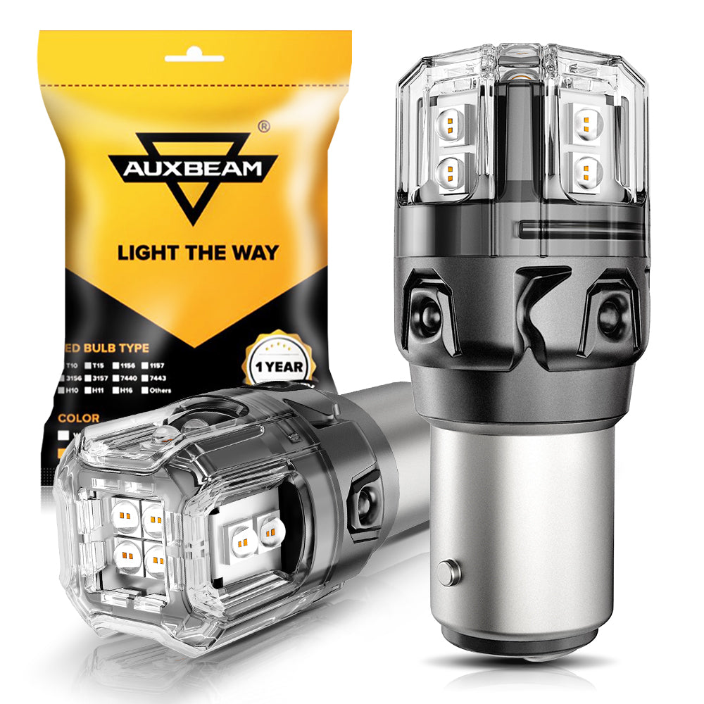 Auxbeam 1157 BAY15D LED Brake & Tail Light Bulbs – B52 Series, 11W, 500% Brighter, Red, CAN-Bus Error-Free (2 Pack)