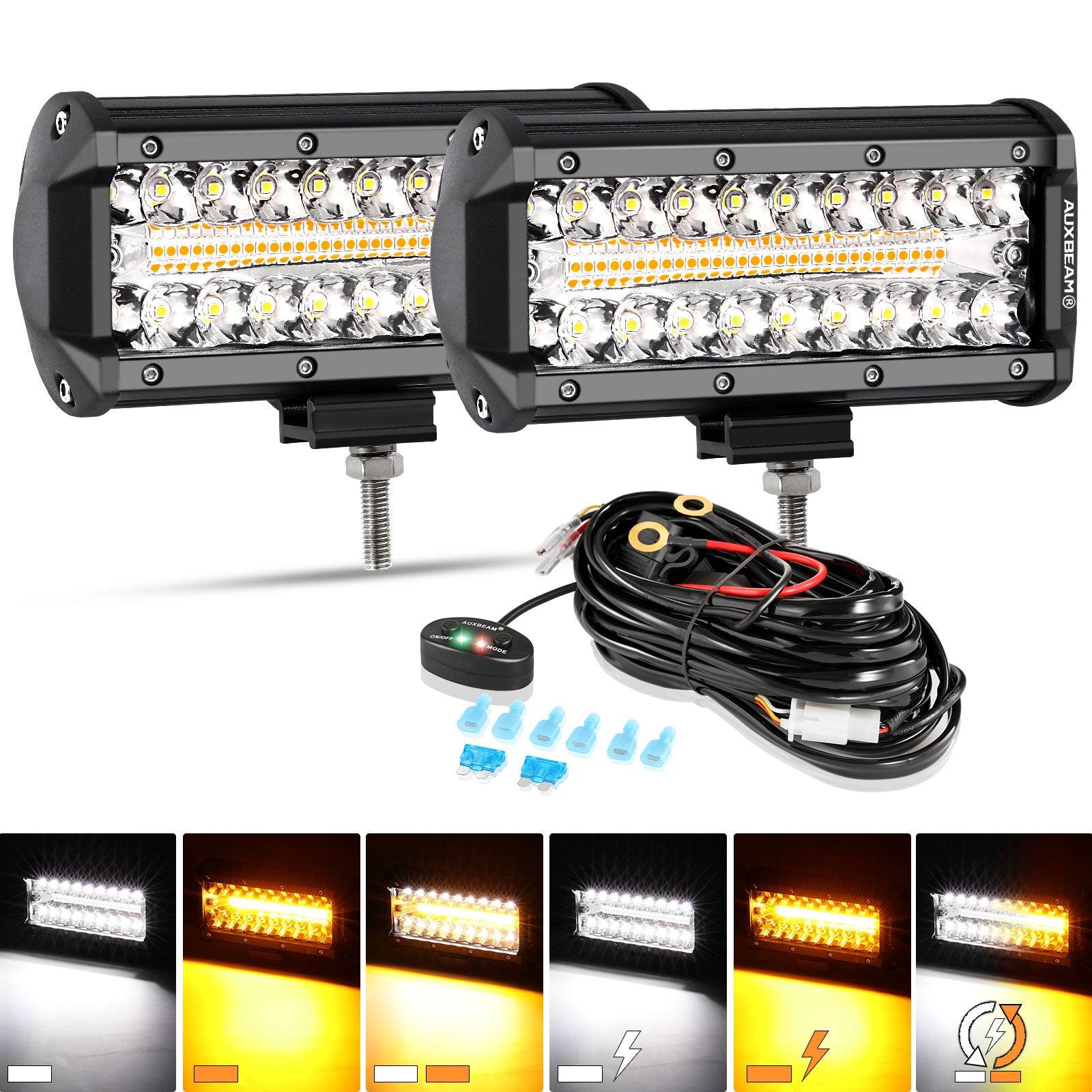 Auxbeam 6 Modes Series 7" LED Light Bar – 150W, White & Amber