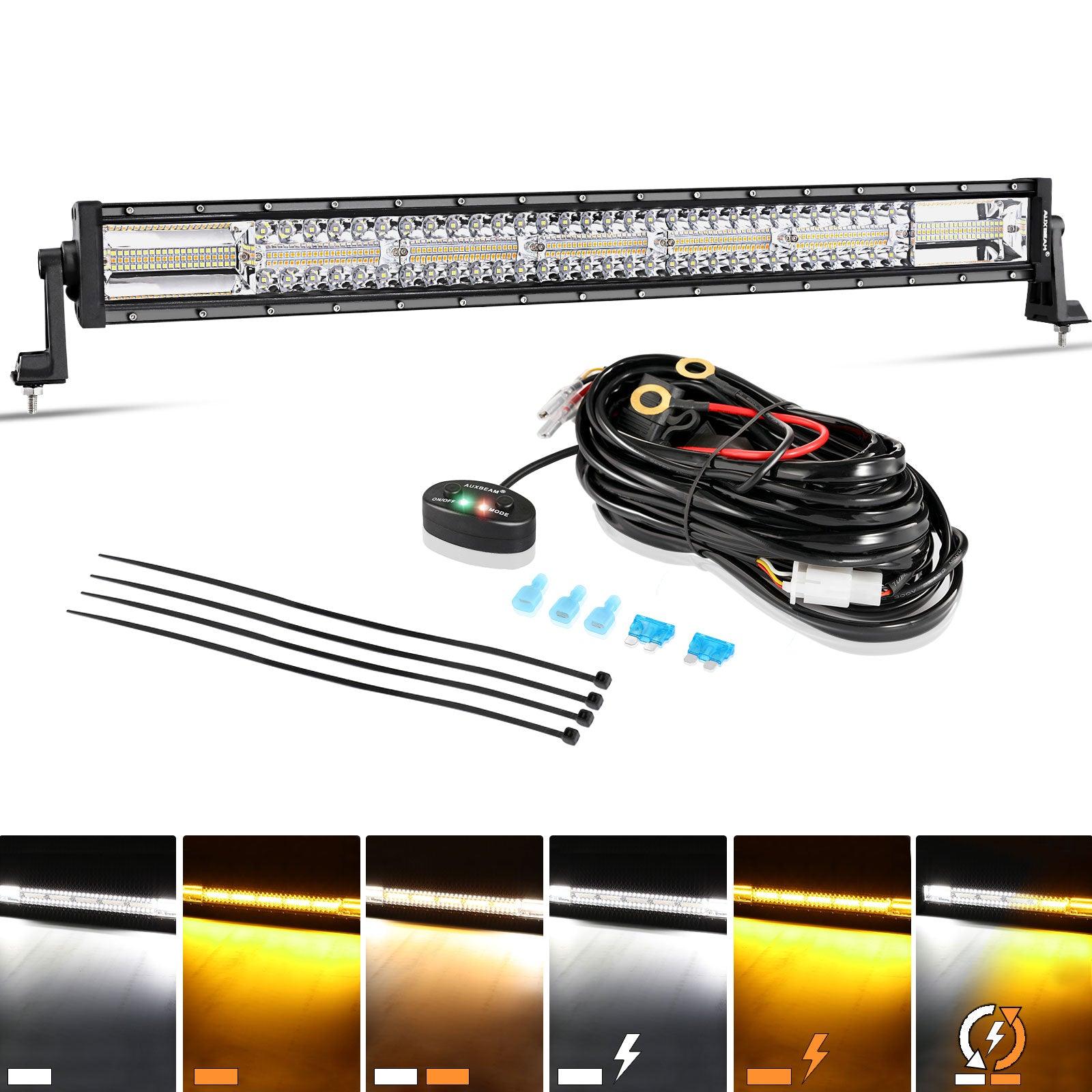 Auxbeam 6 Modes Series 30" LED Light Bar – White & Amber, Straight, Off-Road