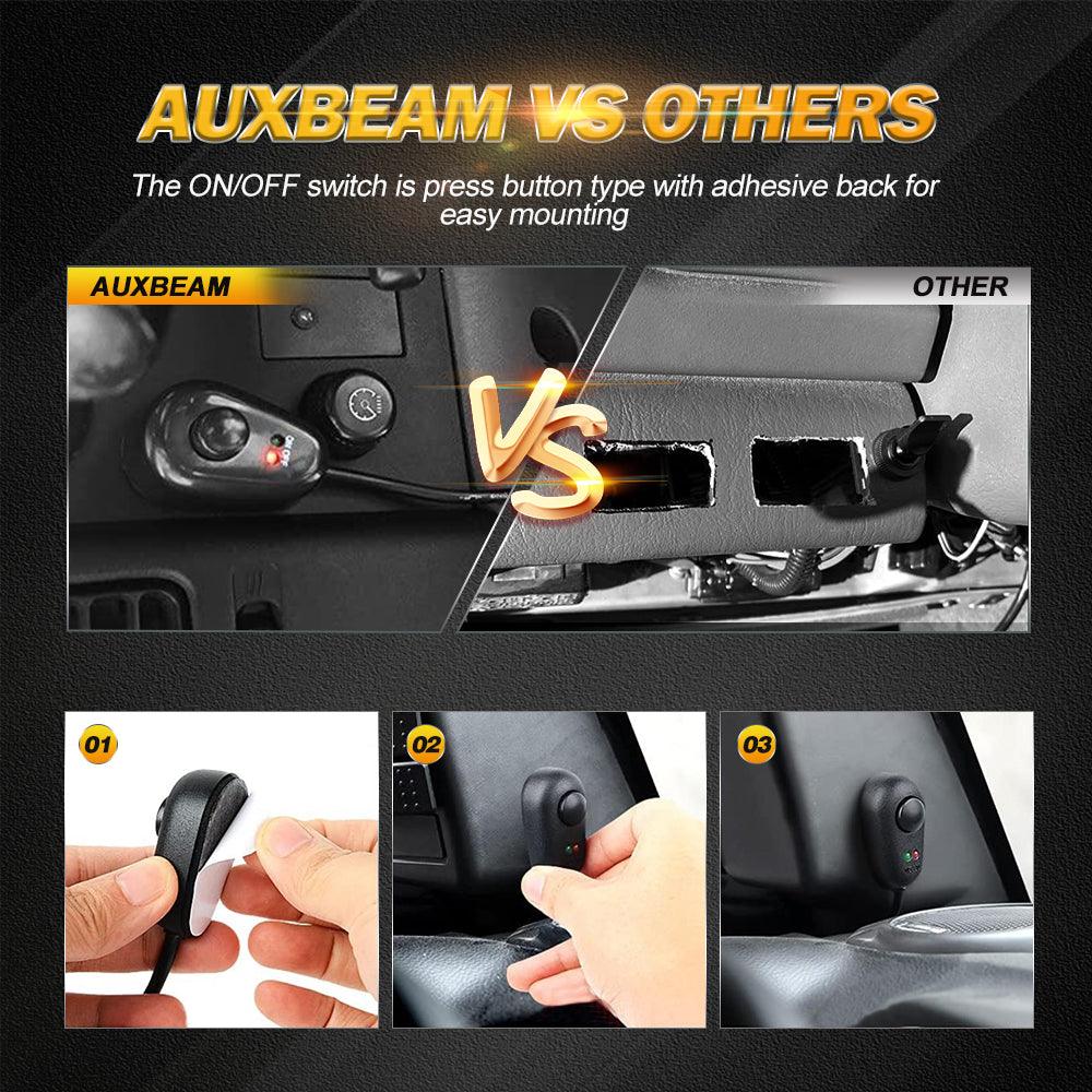 Auxbeam DT Connector 2-Lead Wiring Harness – 12V 40A Relay, Fuse, On/Off Switch (16AWG)