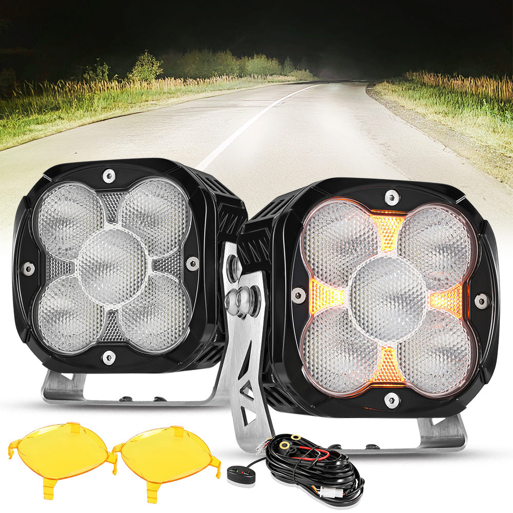 Auxbeam®XP-ULTRA Series 4.5 Inch Flood Beam LED Pod Lights Off
