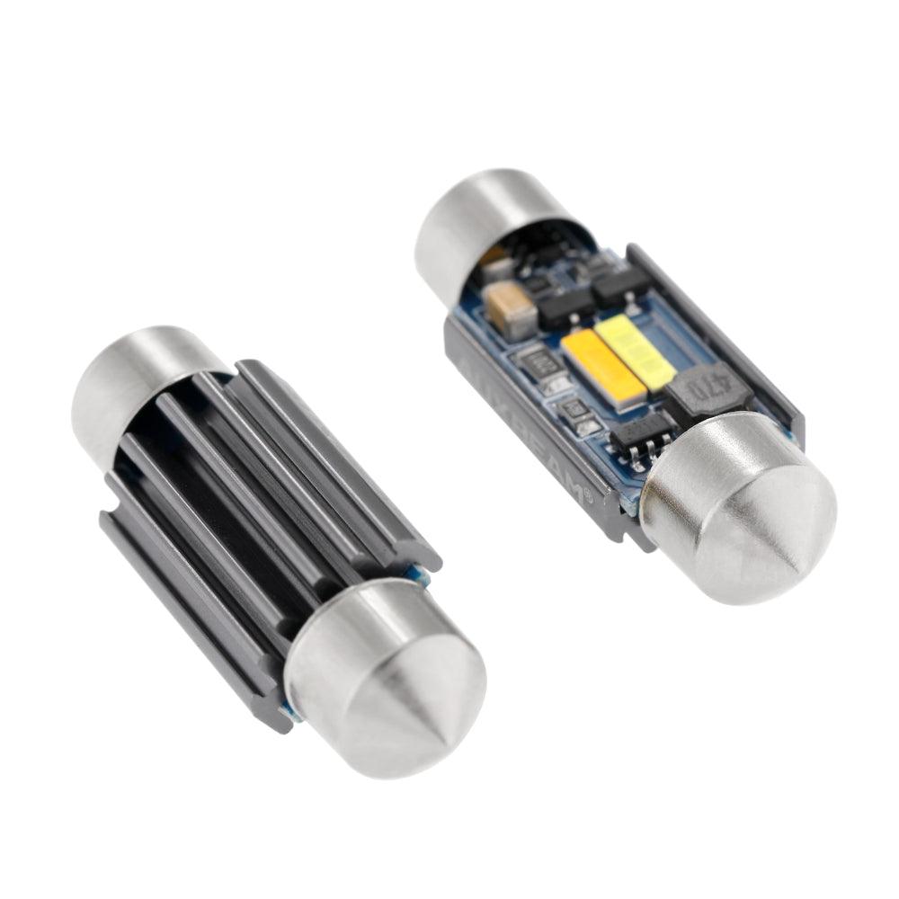 Auxbeam Dual Color Switchback 36mm Festoon LED Bulbs – DE3174 / 3425 / 6461 / 11005 / 12854, 1860CSP, 6500K Cool White & 5000K Natural White, CANBUS, Interior/Dome/Map/License Plate (2 Pack)