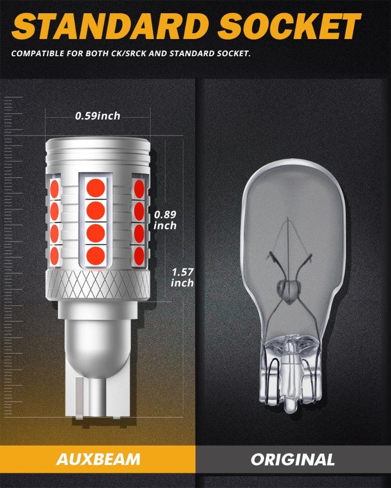 Auxbeam 912 / 921 T15 W16W LED Strobe Flashing 3rd Brake Light – High Mount Stop Light, B3 Series, 20W, 350% Brighter (2 Pack)