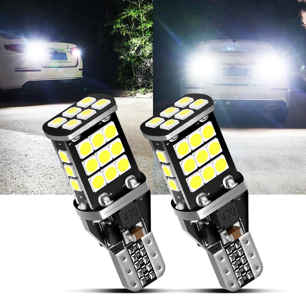 Auxbeam 912/921 T15 W16W LED Backup, Brake & Tail Light Bulbs – 10W, 6500K White, 300% Brighter, CAN-Bus Error-Free (2 Pack)