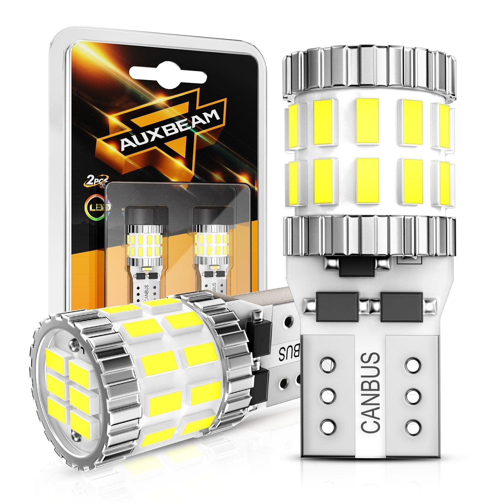 Auxbeam 168 / 2825 W5W T10 LED Bulbs – B1 Series, 3W, White, 400% Brighter, CANBUS Error-Free, License Plate / Side Marker / Interior Lights (2 Pack)