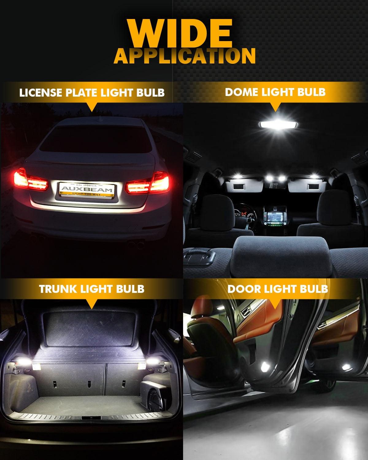 Auxbeam 168 / 2825 W5W T10 LED Bulbs – B1 Series, 3W, White, 400% Brighter, CANBUS Error-Free, License Plate / Side Marker / Interior Lights (2 Pack)