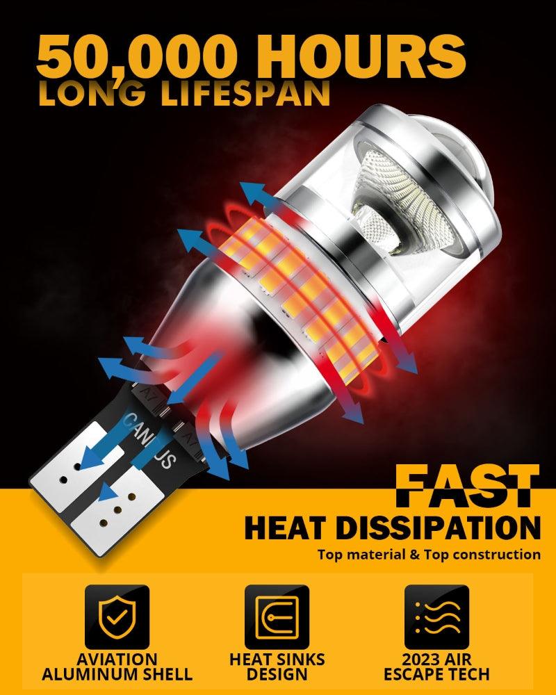 Auxbeam 912 / 921 T15 W16W LED Backup, Brake & Tail Light Bulbs – B1 Series, 10W, 4000LM, 6500K White (2 Pack)