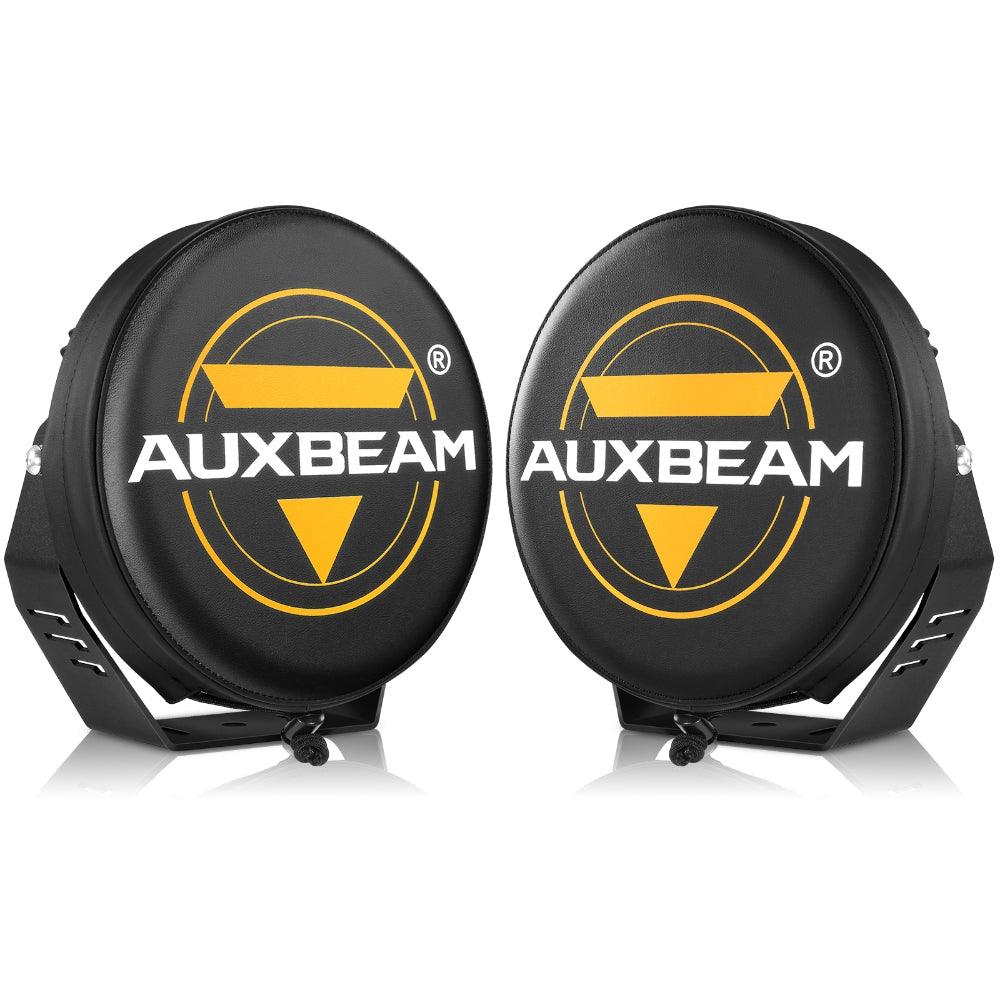 Auxbeam 9" Round LED Light Covers – Black Leather Style (2-Pack)