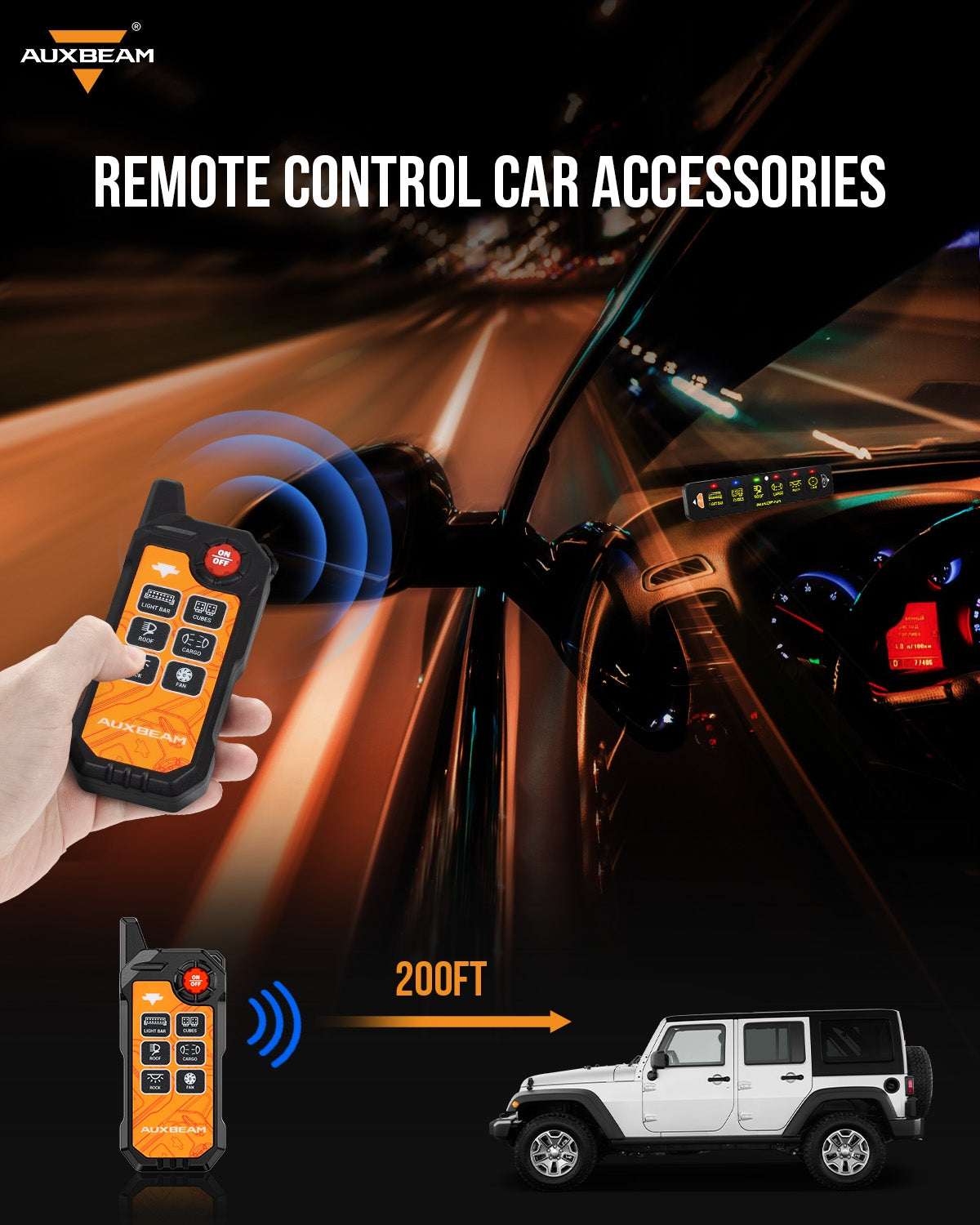 Auxbeam 6 Gang Wireless Remote Control Only for AS-600 Switch Panel
