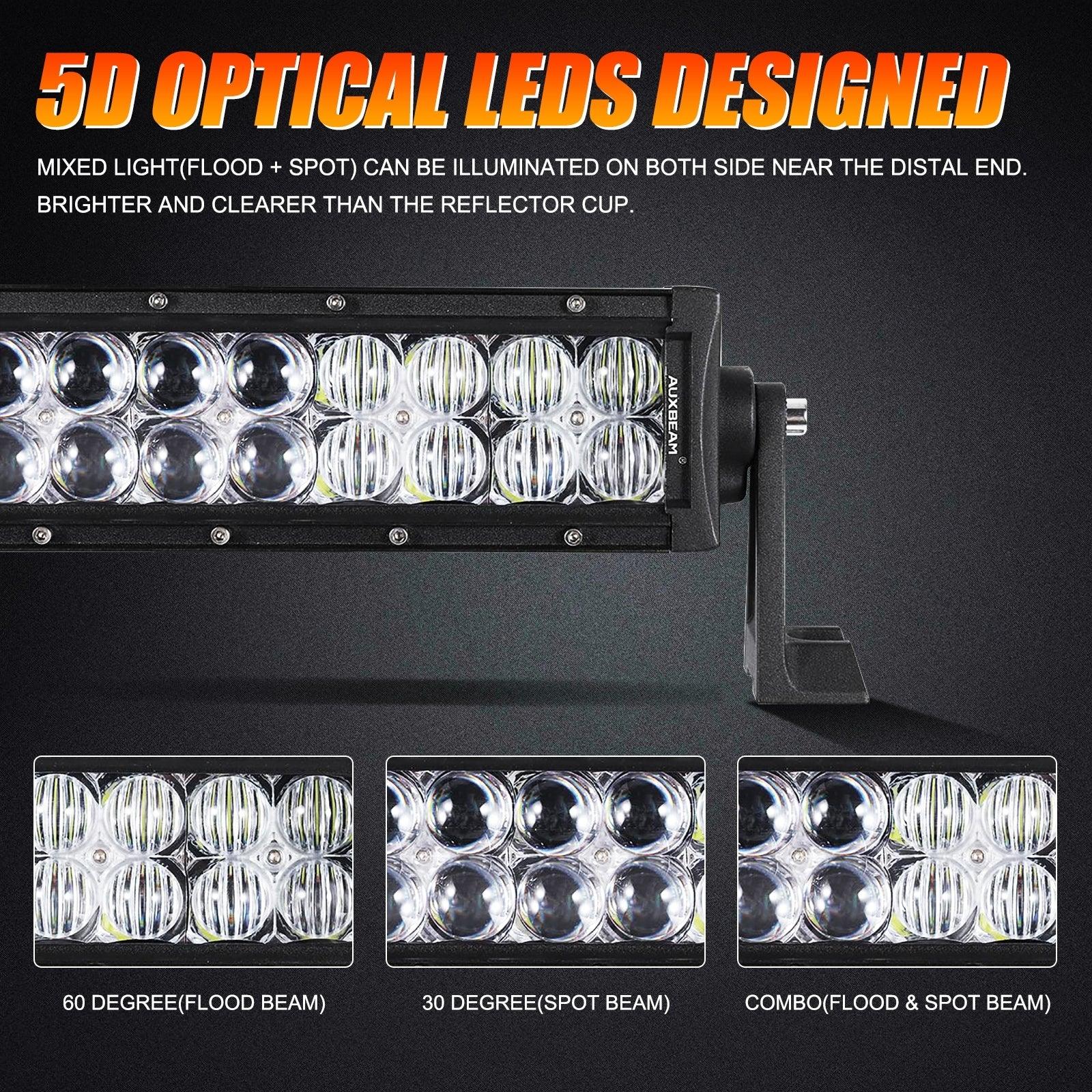 Auxbeam 5D Series 50" LED Light Bar – Straight/Curved, Double Row, Combo Beam