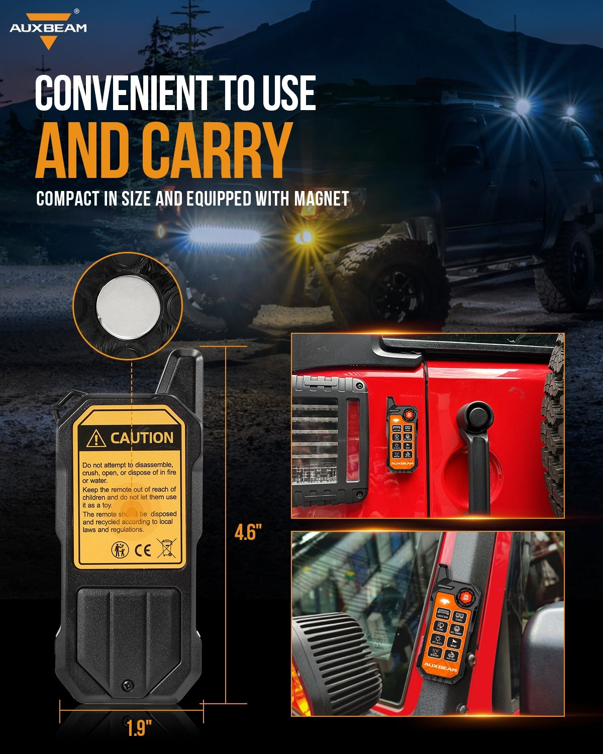 Auxbeam 8 Gang Wireless Remote Control Only for KS-80 Knob Switch Panel