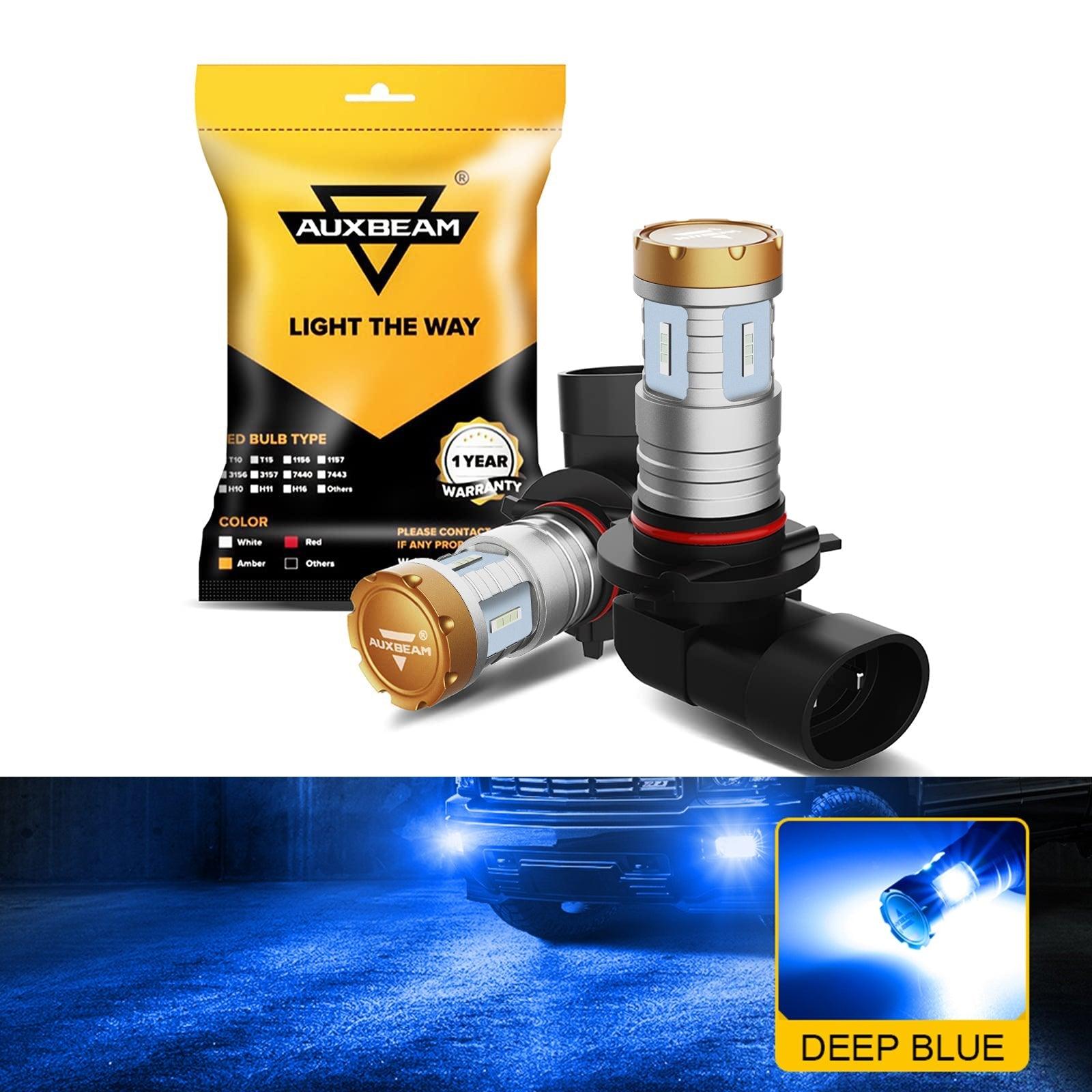 Auxbeam 9006 / H10 / 9145 / 9140 / HB3 / HB4 LED Fog Light & DRL Bulbs – Crown Series, 20W, 4000LM, Deep Blue (2 Pack)