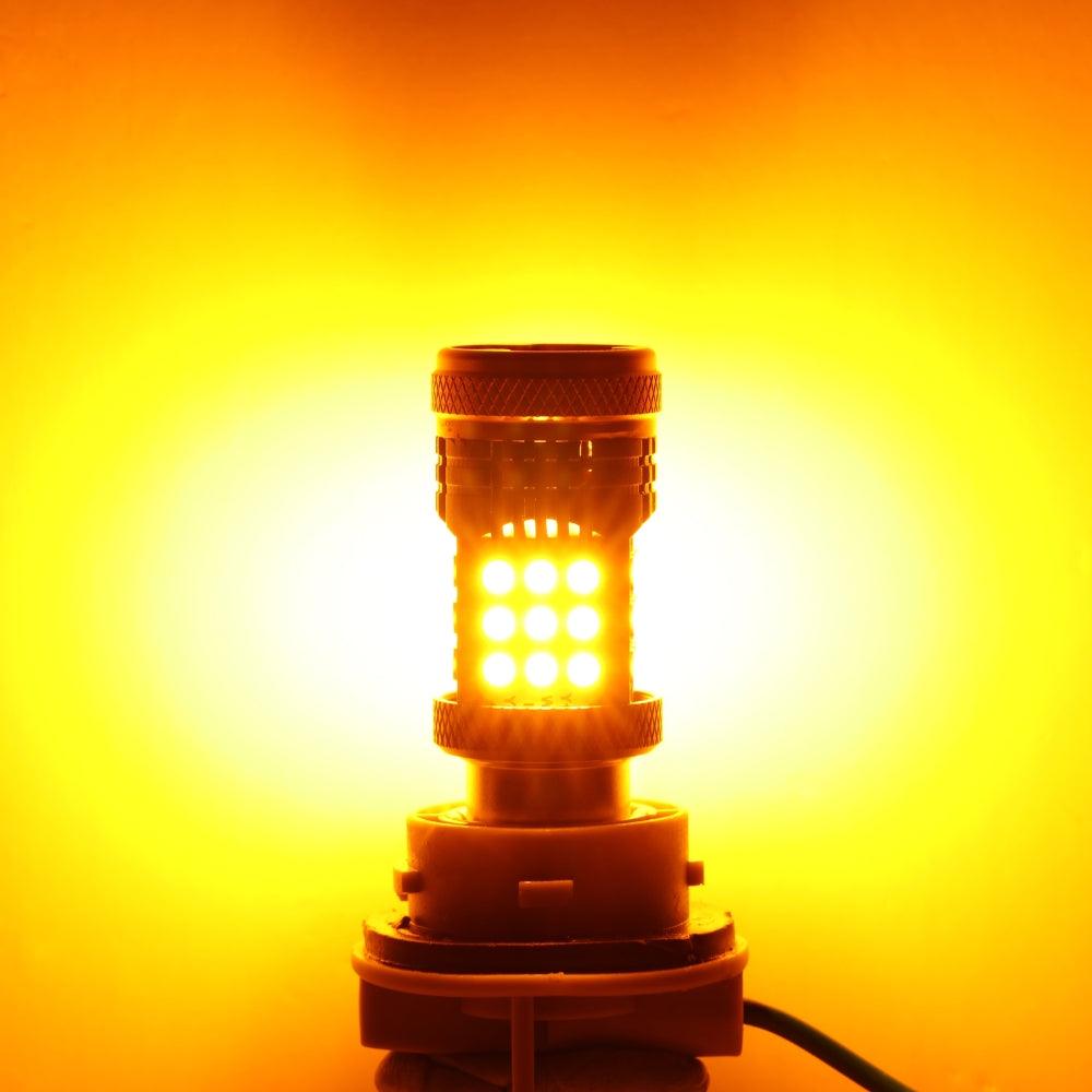 Auxbeam 1156 BA15S LED Turn Signal Bulbs (Front/Rear, Side Marker) – B21 Series, 56W, 600% Brighter, 3000K Amber, CAN-Bus Error-Free (2 Pack)