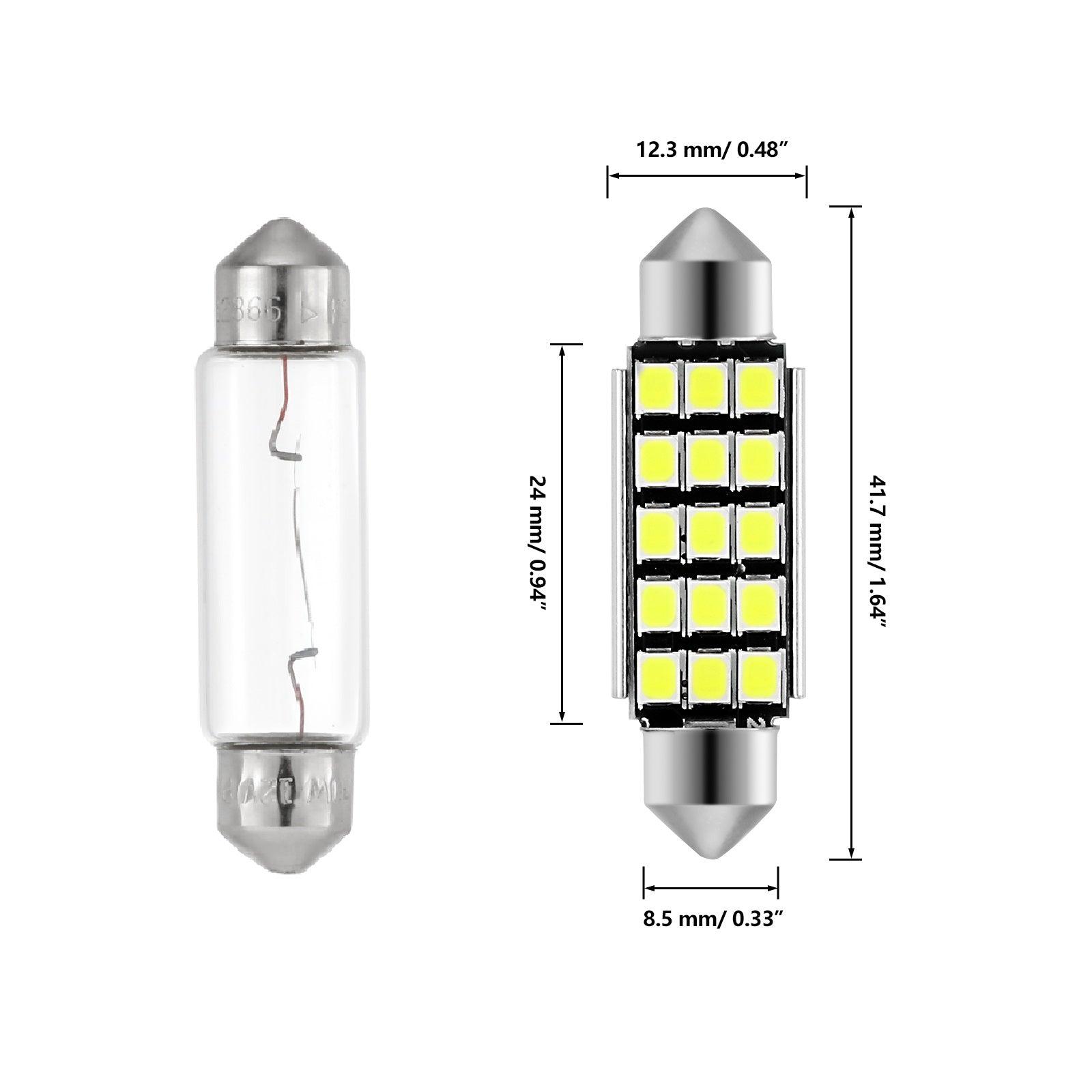 Auxbeam 41mm Festoon LED Interior Light Bulbs – 578 / 211-2 / 212-2 / 214-2, 2.7W, 500LM, 6500K White (2 Pack)