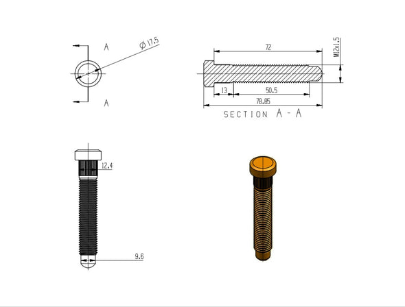 Honda 12×1.5 Titanium Extended Wheel Studs