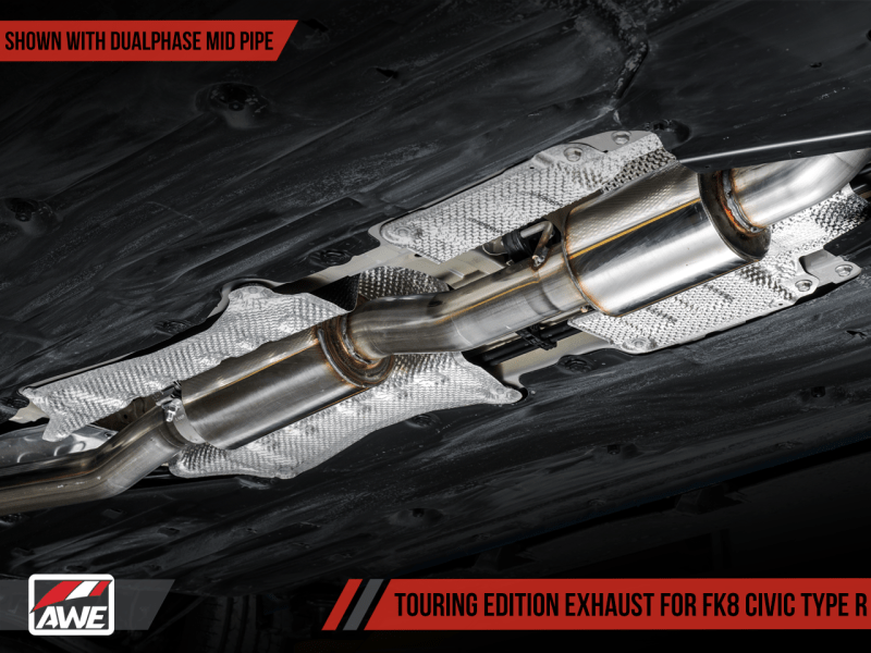 AWE Tuning 2017+ Honda Civic Type R Touring Edition Exhaust w/Front & Mid Pipe - Diamond Blk Tips - Two Step Performance