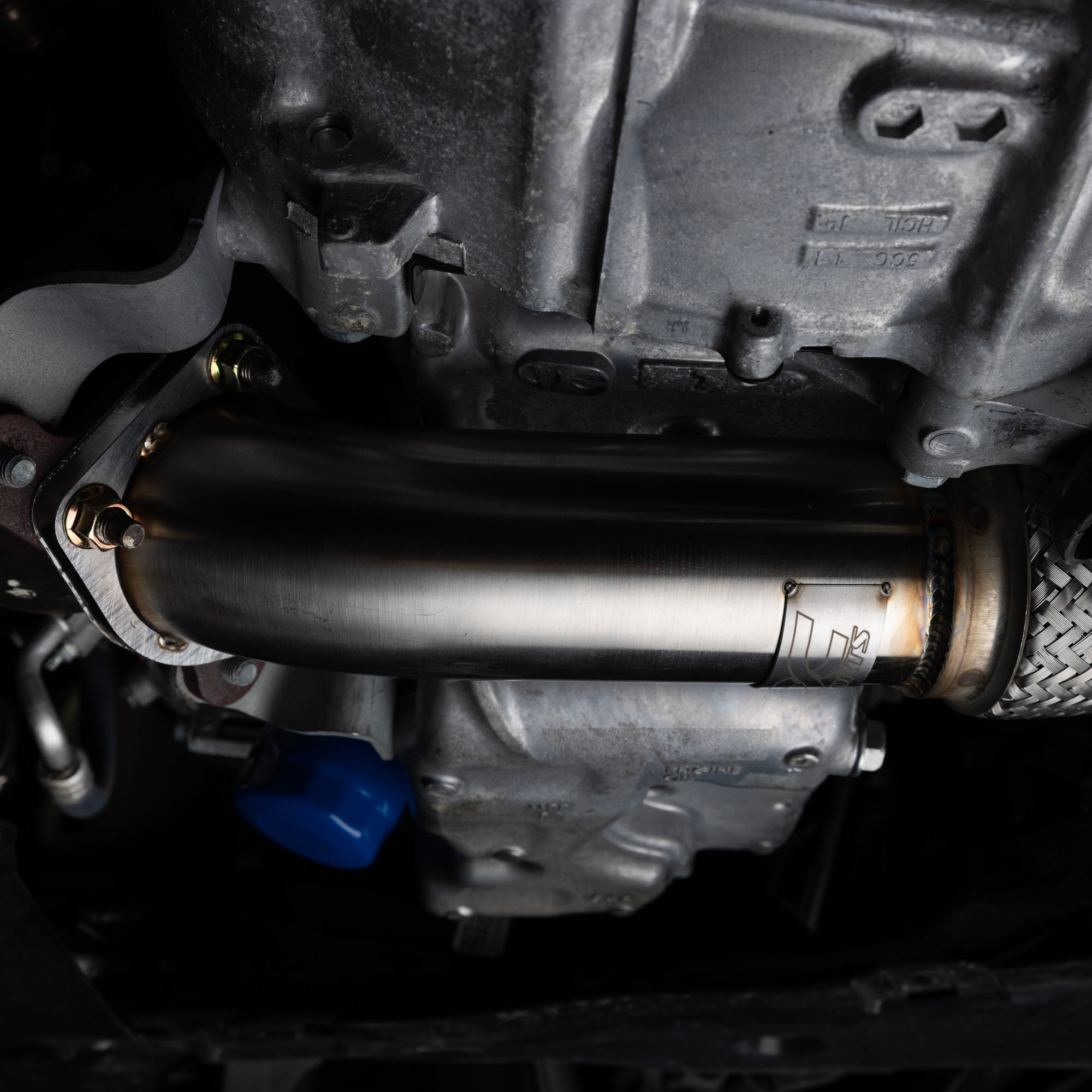 Civic Si front pipe installed undercar