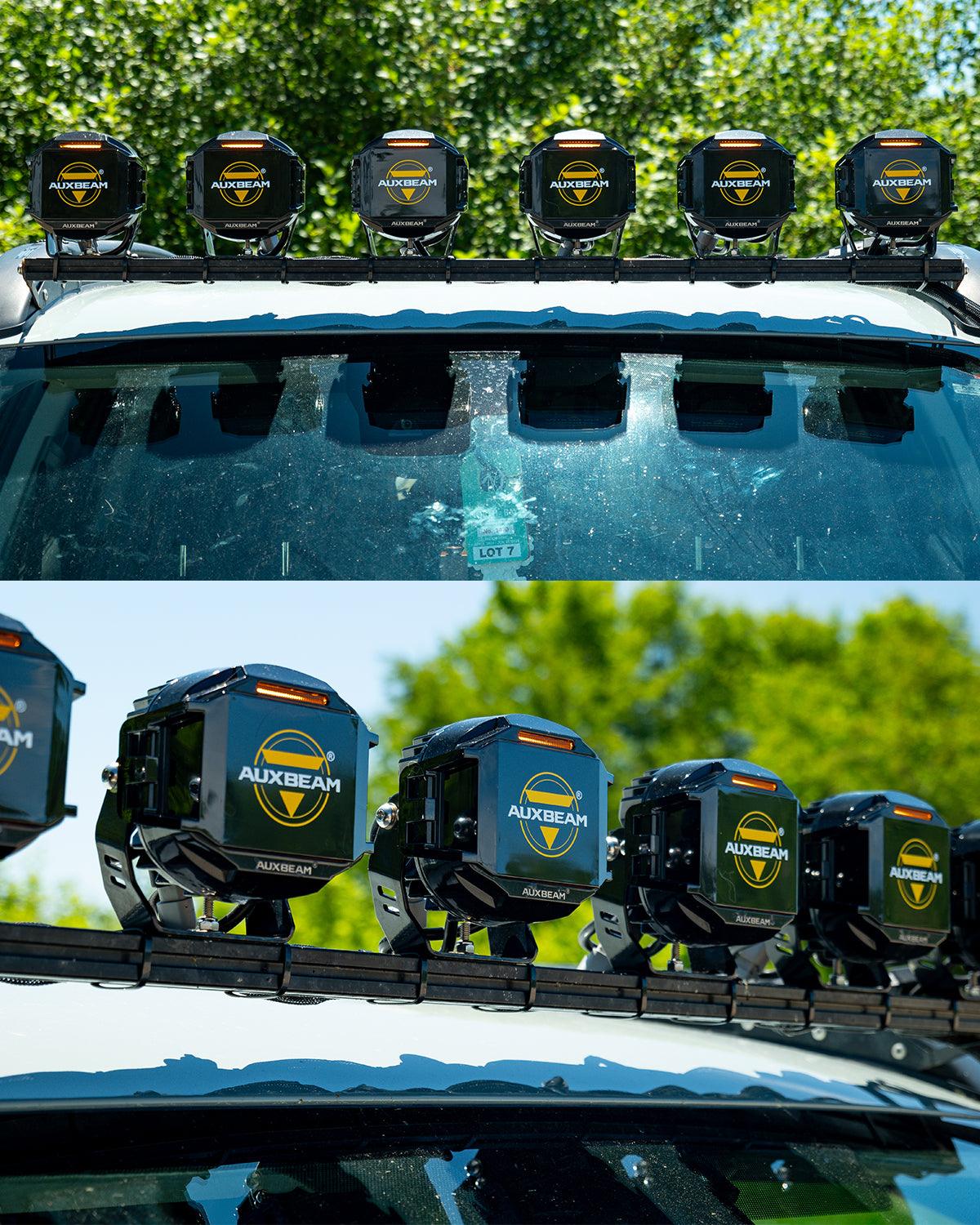 Auxbeam V-MAX Series 5" Square LED Pod Lights – 168W, 16,440LM, Spot Beam, Amber DRL