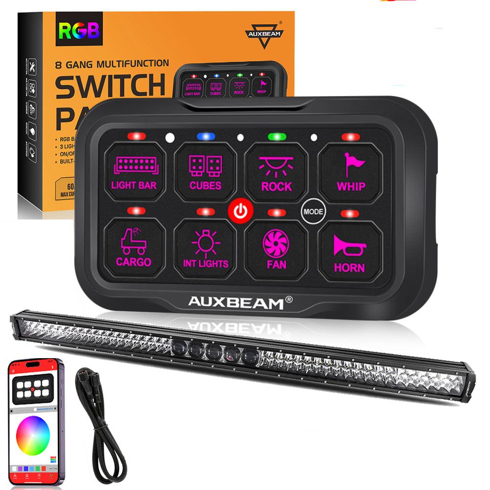 Auxbeam AR-800 RGB Switch Panel Kit – with App Control & 52" 5D-PRO LED Light Bar, Multi-Mode