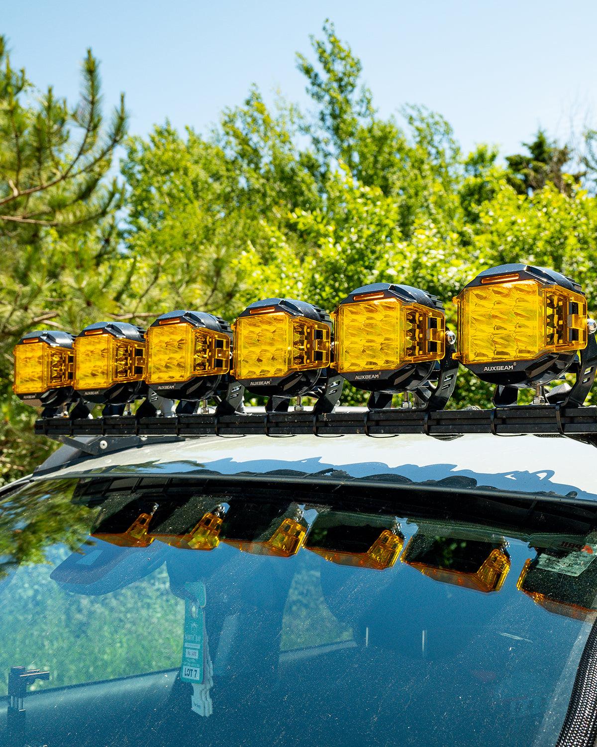 Auxbeam V-MAX Series 5" LED Pod Lights – 168W, 16,440LM, Spot Beam, Amber DRL