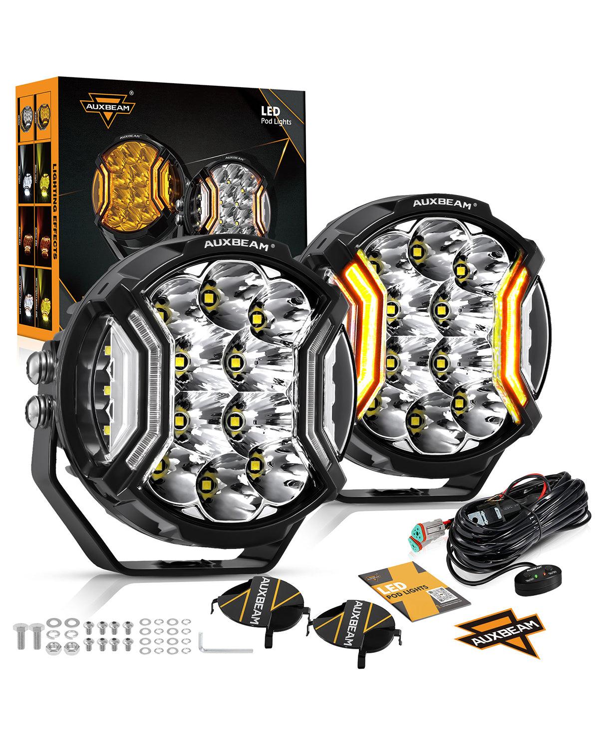 Auxbeam V-ULTRA Series 5" LED Side Shooter Pods – 172W, White, Amber DRL