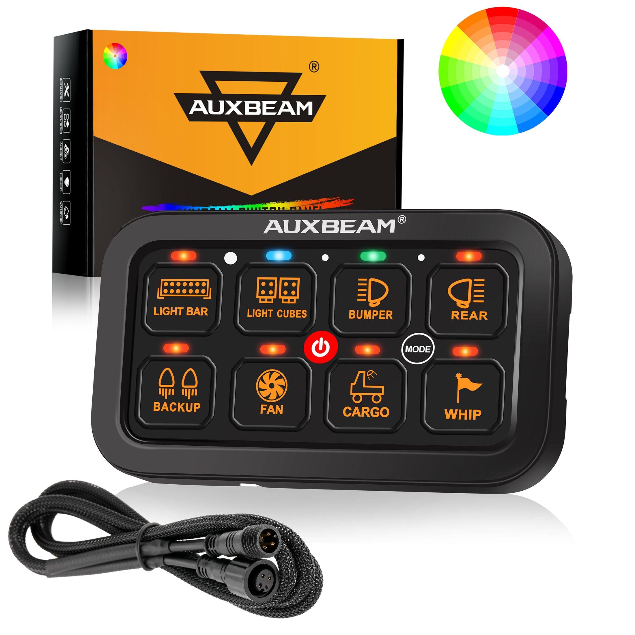 Auxbeam RGB Series 8 Gang (RA80) Switch Panel, Toggle/ Momentary/ Pulsed Mode Supported (One-Sided Outlet)