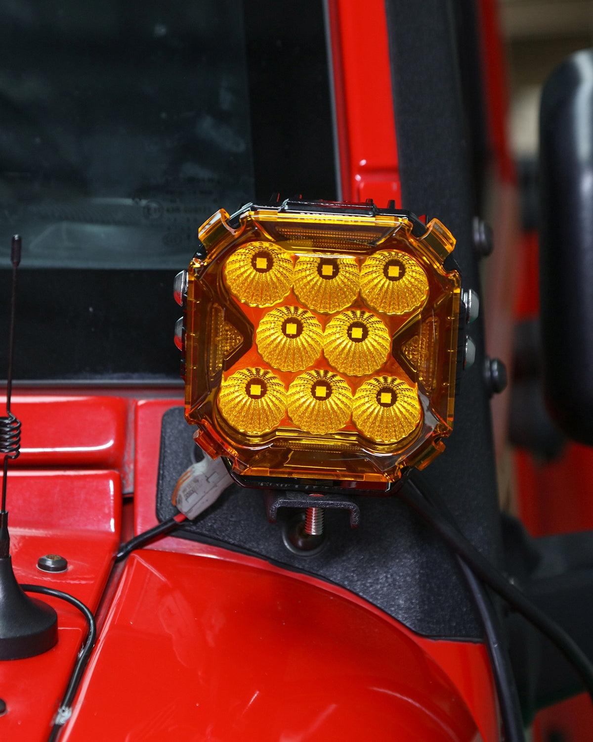 Auxbeam CUBE-Z Series 4" LED Pod Lights – Flood Beam, White DRL & Amber Turn Signal
