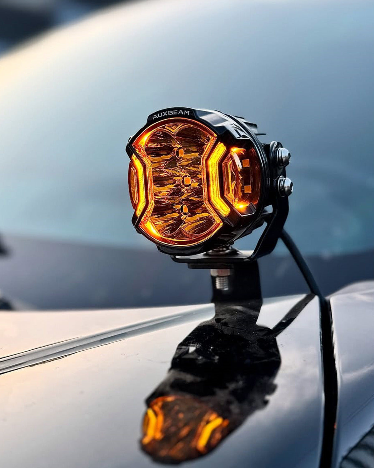 Auxbeam V-ULTRA Series LED Side Shooter Pods – 7", Amber/White, Amber DRL