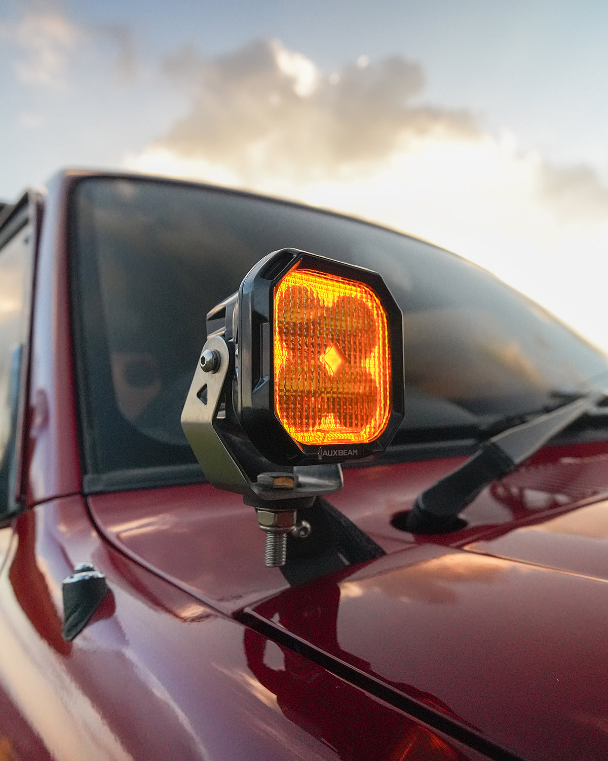 Auxbeam Color Play Series 3" LED Pod Lights – 100W, Flood Beam, White DRL & Amber Turn Signal