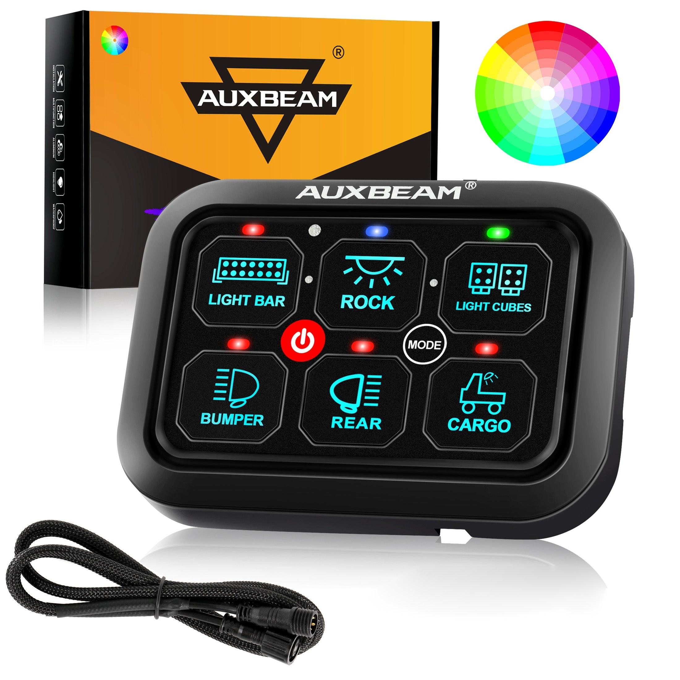Auxbeam RGB Series 6 Gang (RA60) Switch Panel, Toggle/ Momentary/ Pulsed Mode Supported (One-Sided Outlet)