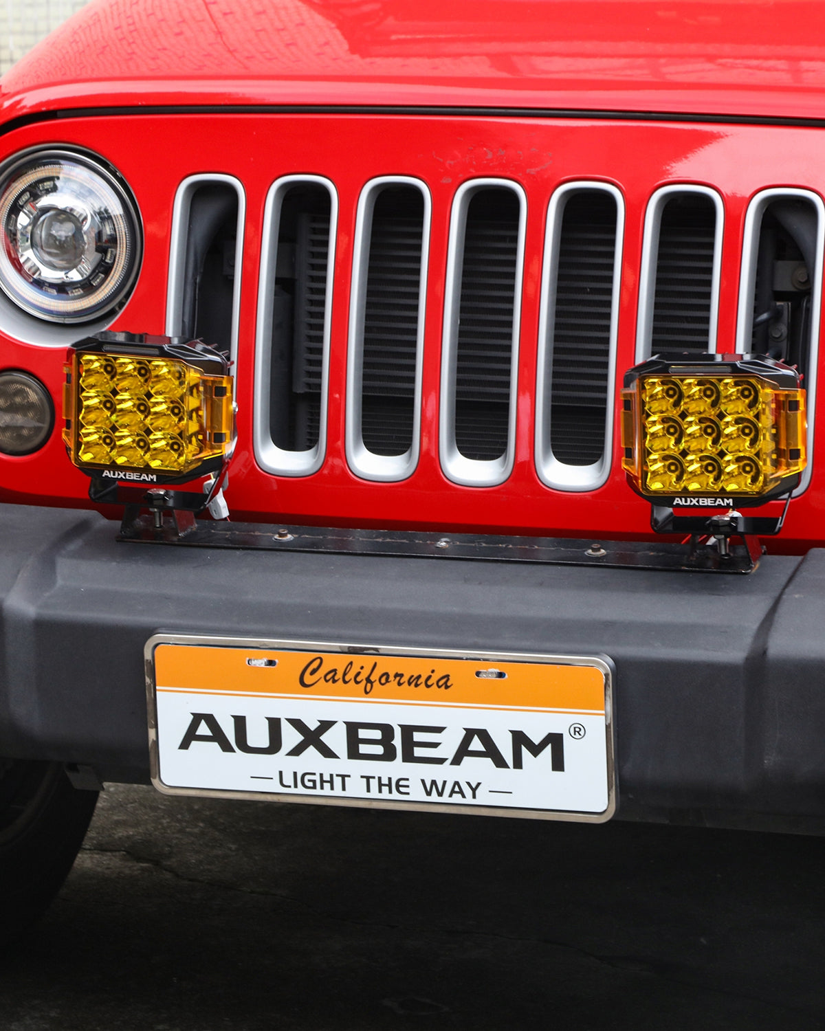 Auxbeam V-MAX Series 7" Square LED Pod Lights – 228W, 26,100LM, Spot Beam Side Shooter, Amber DRL & Backlight