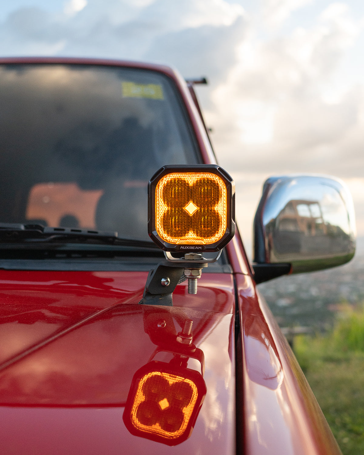 Auxbeam Color Play Series 3" LED Pod Lights – 100W, Flood Beam, White DRL & Amber Turn Signal