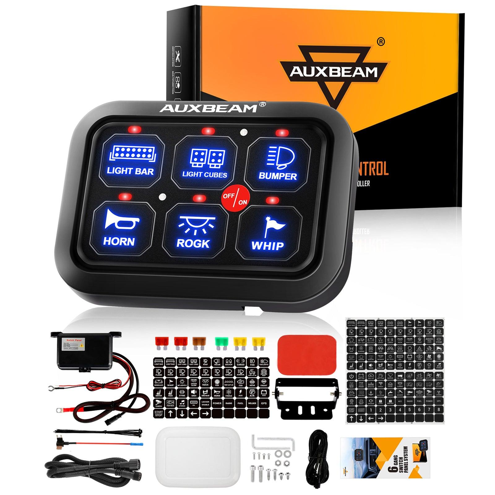 Auxbeam Single Series 6/8-Gang LED Switch Panel – Off-Road Light Controller