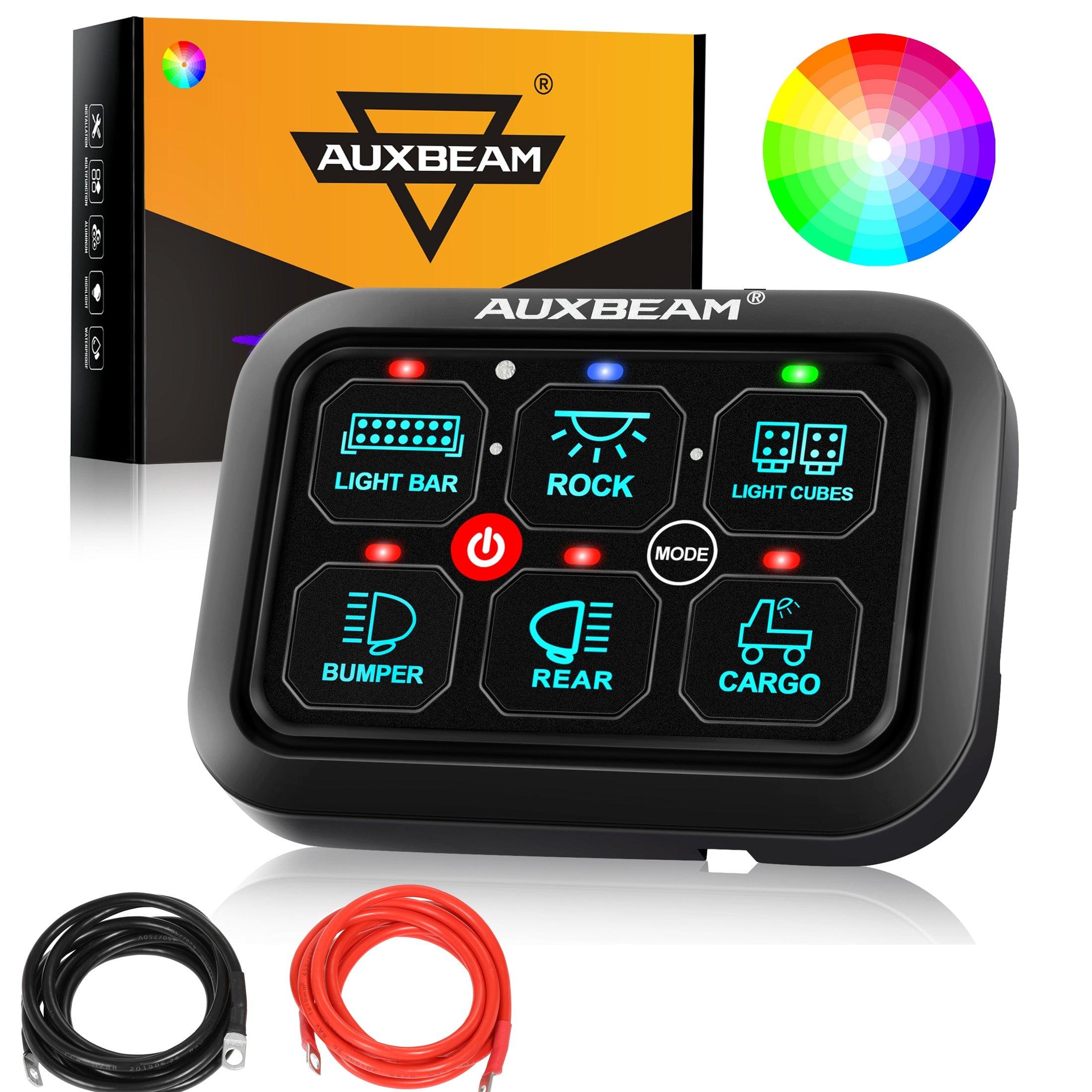 Auxbeam RGB Series 6 Gang (RA60) Switch Panel, Toggle/ Momentary/ Pulsed Mode Supported (One-Sided Outlet)