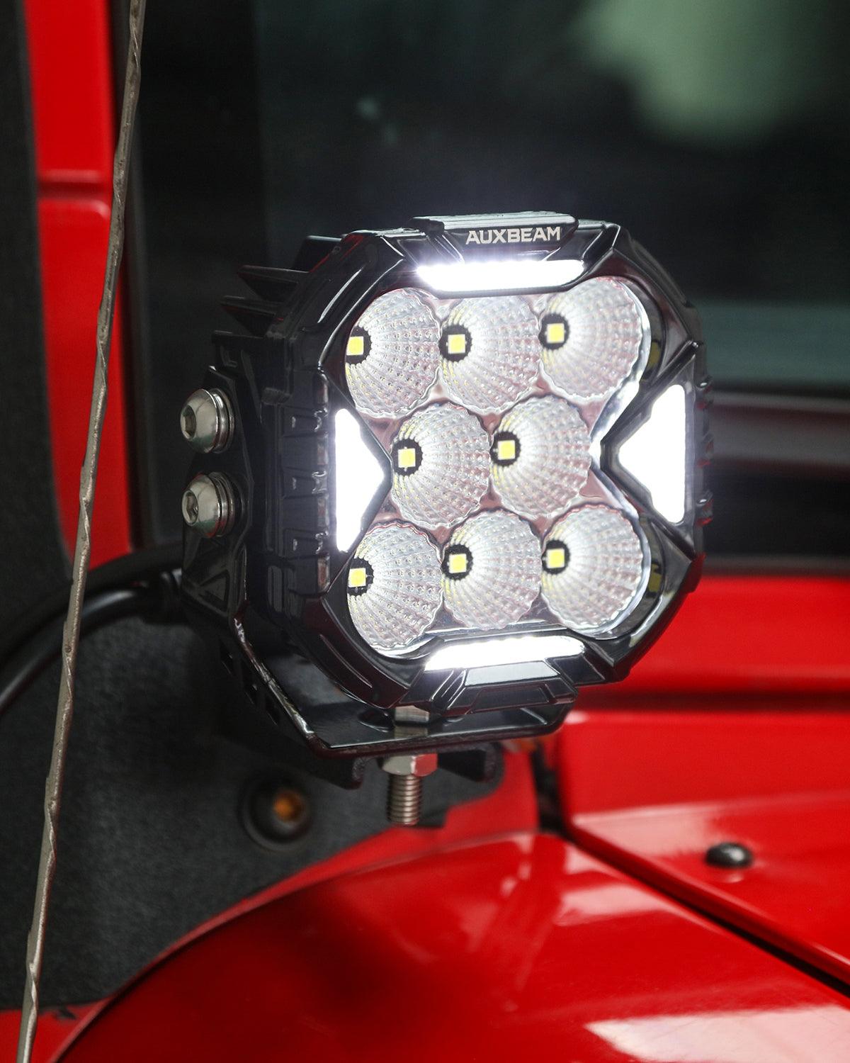 Auxbeam CUBE-Z Series 4" LED Pod Lights – Flood Beam, White DRL & Amber Turn Signal