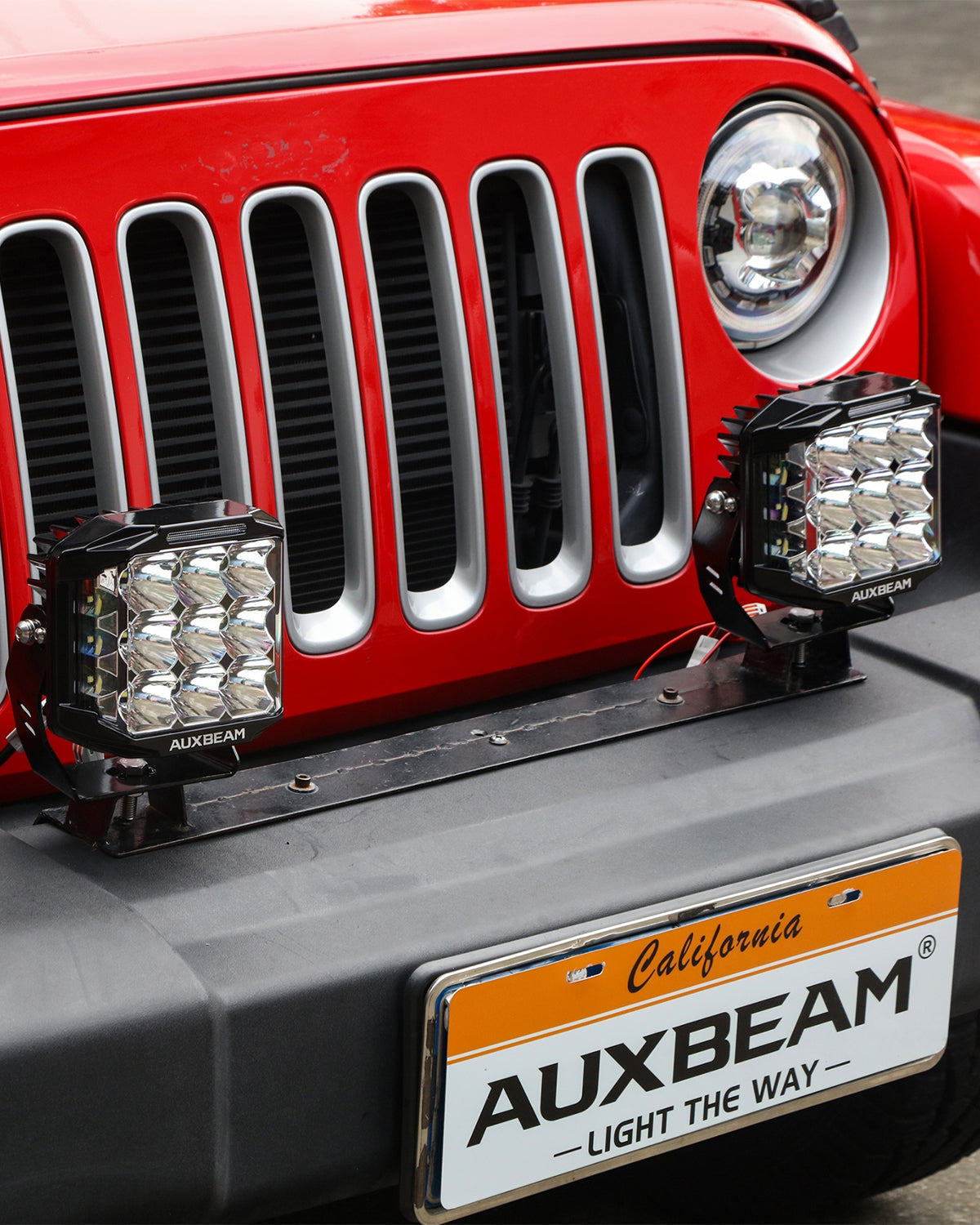 Auxbeam V-MAX Series 7" Square LED Pod Lights – 228W, 26,100LM, Spot Beam Side Shooter, Amber DRL & Backlight
