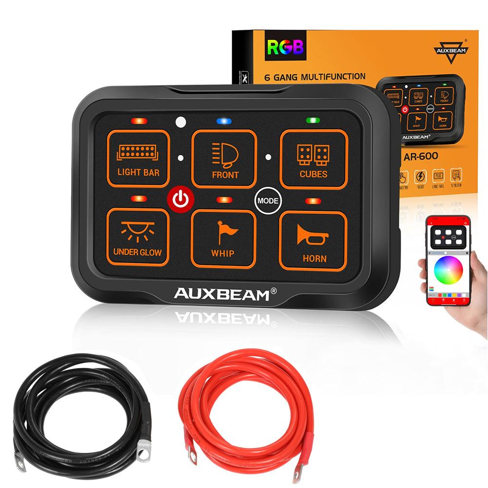 Auxbeam AR Series AR-600 6-Gang RGB Switch Panel – App Control, Toggle/Momentary/Pulsed, One-Side Output