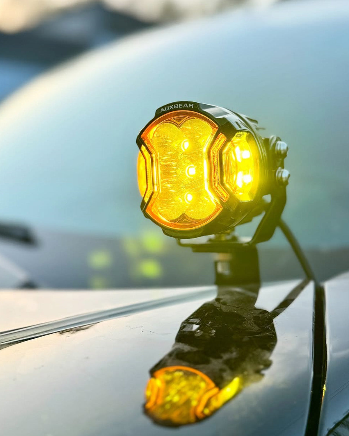 Auxbeam V-ULTRA Series LED Side Shooter Pods – 7", Amber/White, Amber DRL