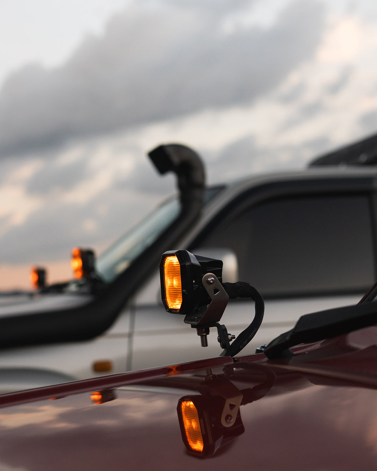 Auxbeam Color Play Series 3" LED Pod Lights – 100W, Flood Beam, White DRL & Amber Turn Signal