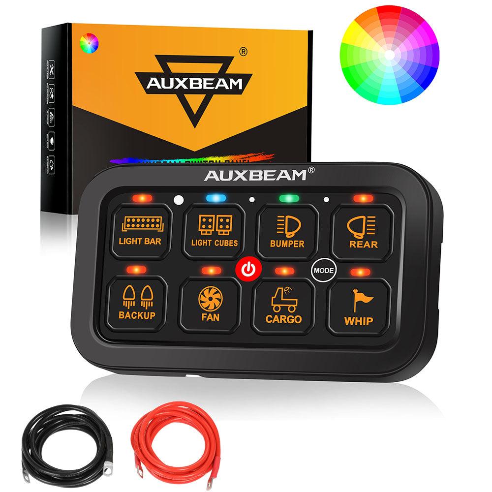 Auxbeam RGB Series 8 Gang (RA80) Switch Panel, Toggle/ Momentary/ Pulsed Mode Supported (One-Sided Outlet)