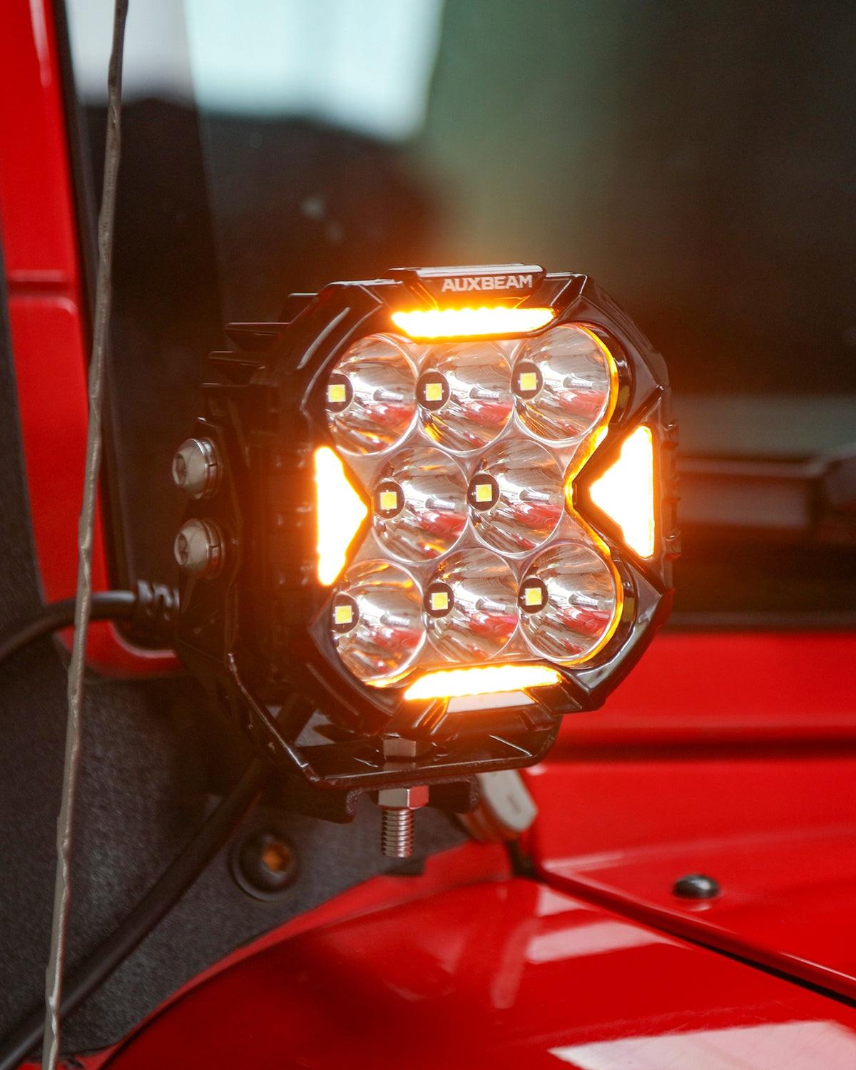 Auxbeam CUBE-Z Series 4" LED Pod Lights – Spot Beam, White DRL & Amber Turn Signal