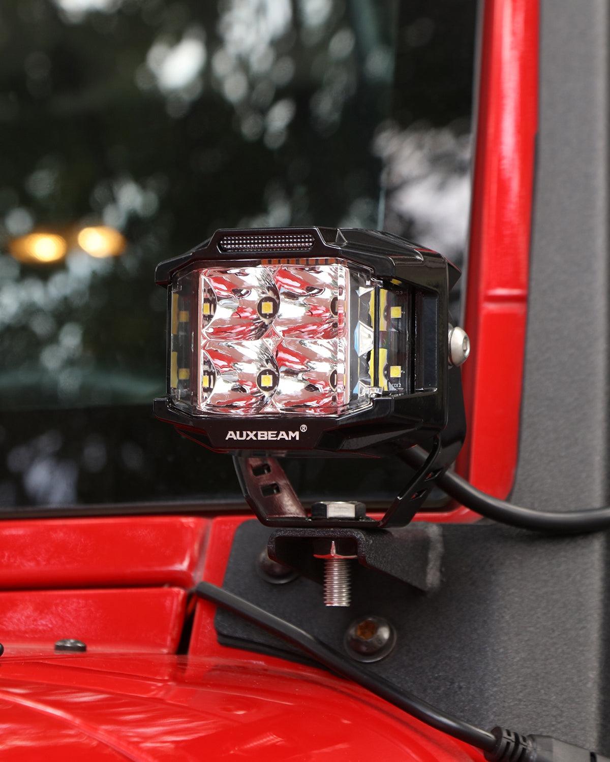 Auxbeam V-MAX Series 4" Square LED Pod Lights – 92W, 8,960LM, Spot Beam, Amber DRL