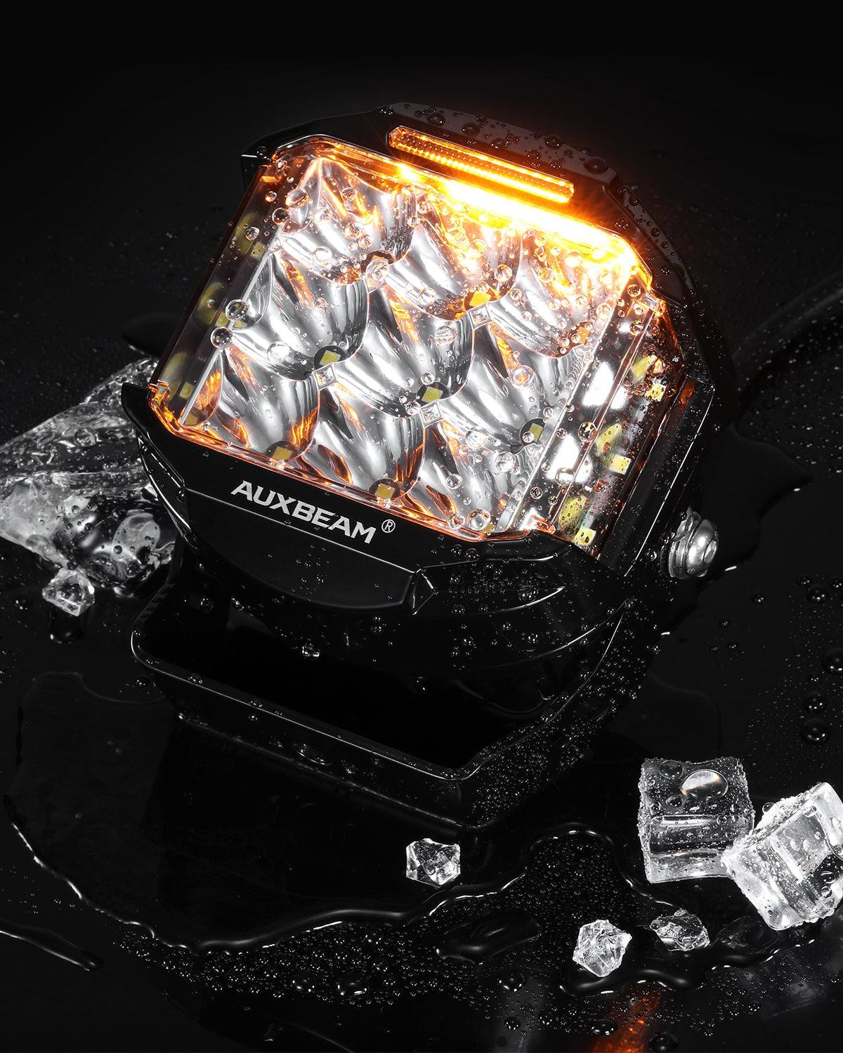 Auxbeam V-MAX Series 5" LED Pod Lights – 168W, 16,440LM, Spot Beam, Amber DRL