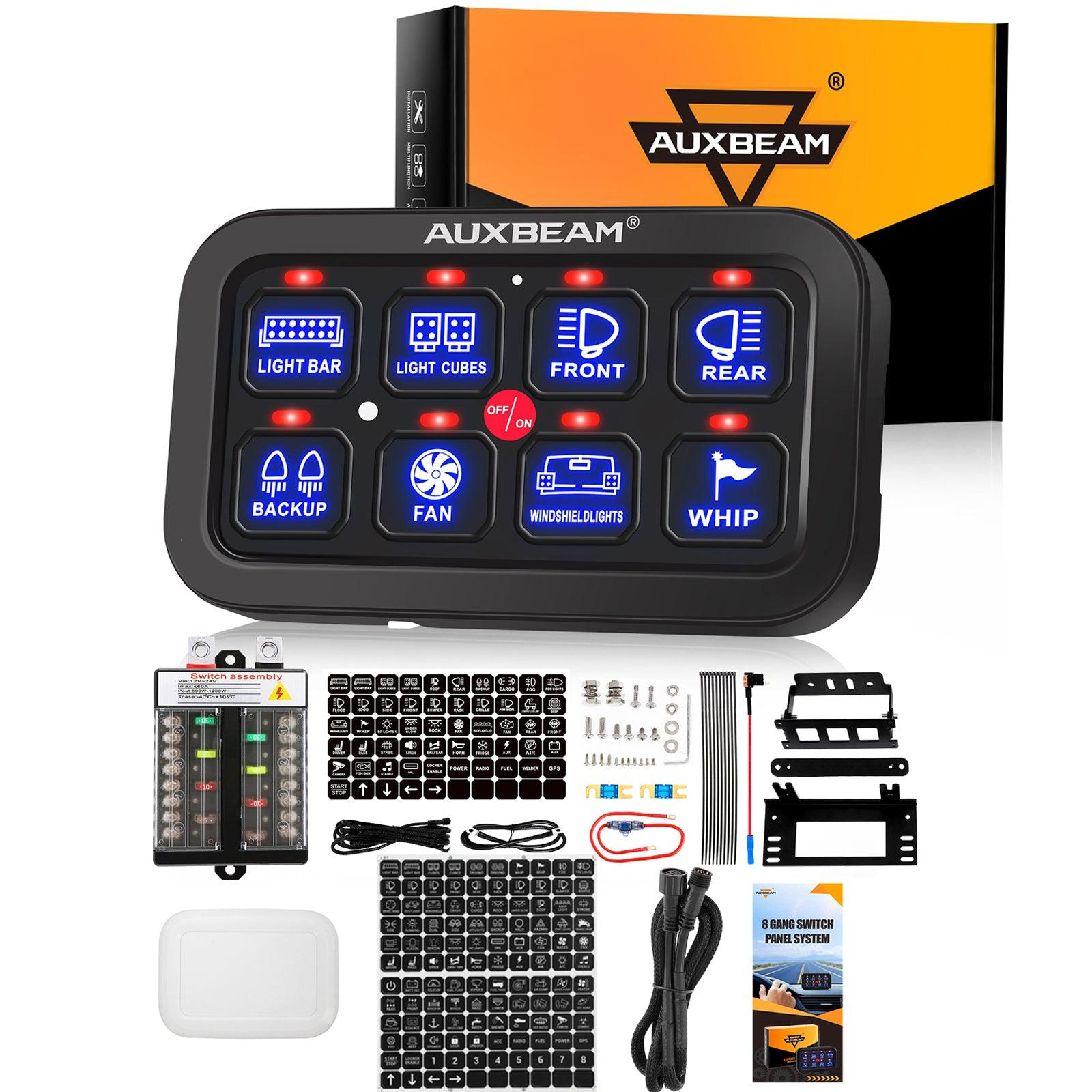 Auxbeam Single Series 6/8-Gang LED Switch Panel – Off-Road Light Controller
