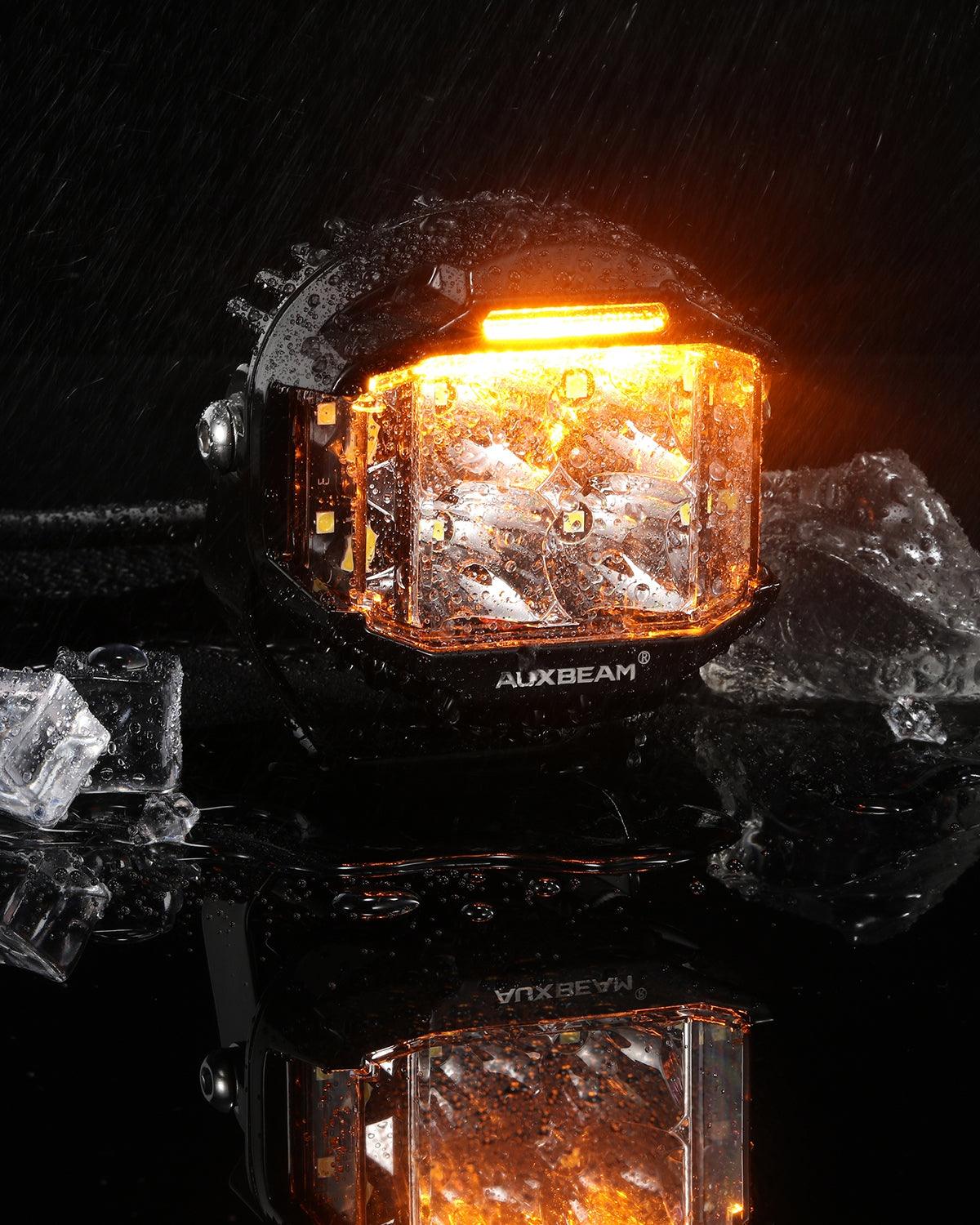 Auxbeam V-MAX Series 4" LED Pod Lights – 92W, 8,960LM, Spot Beam, Amber DRL